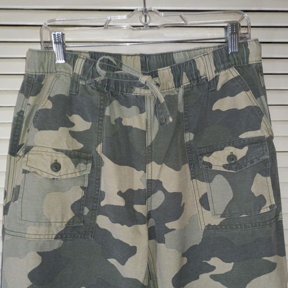 Aerie Cargo Joggers Medium Pull On Elastic Waist Ankle Green Camo Camouflage - Picture 4 of 15